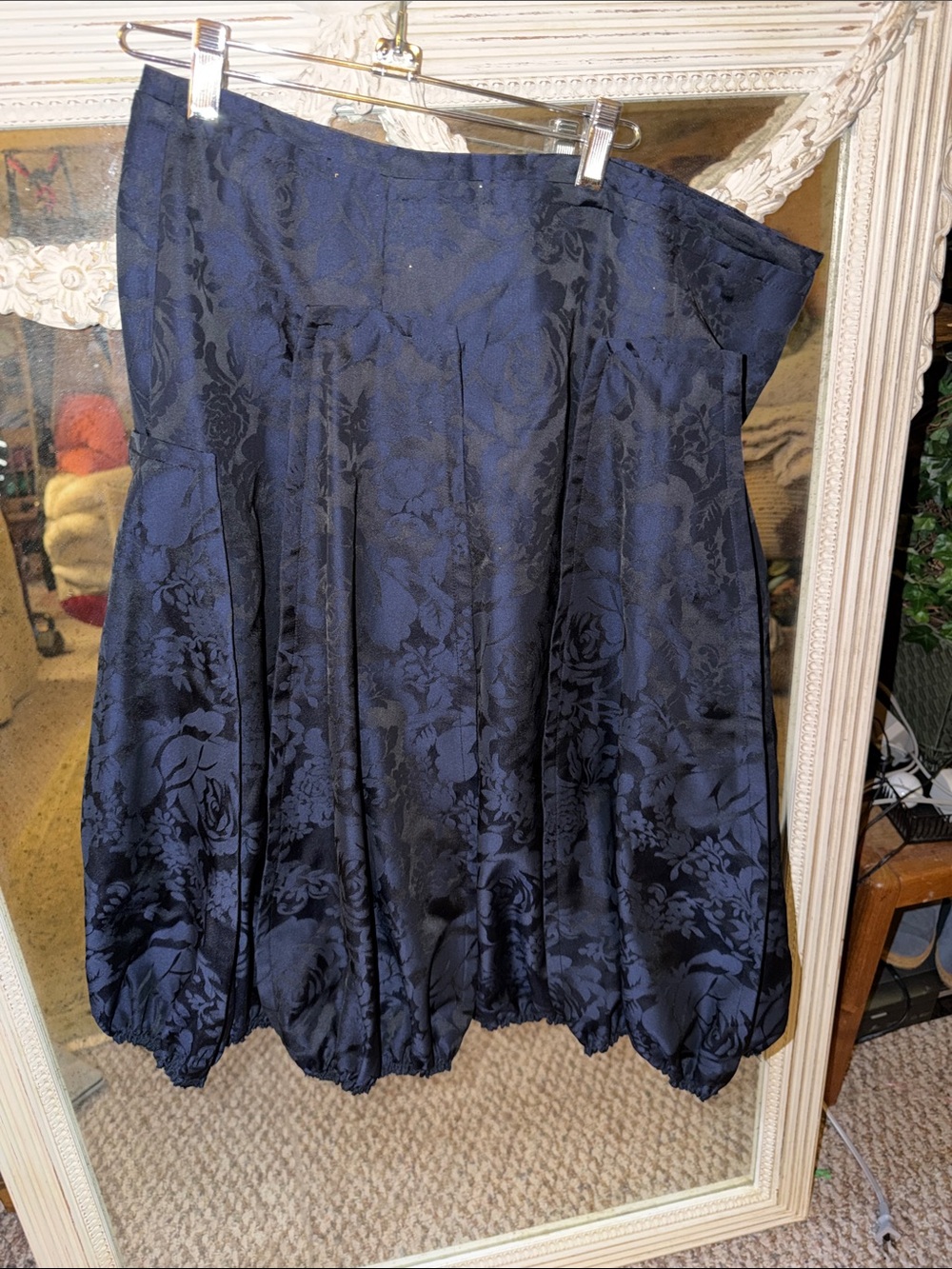Simply Vera Vera Wang Navy Floral Jacquard Bubble Skirt